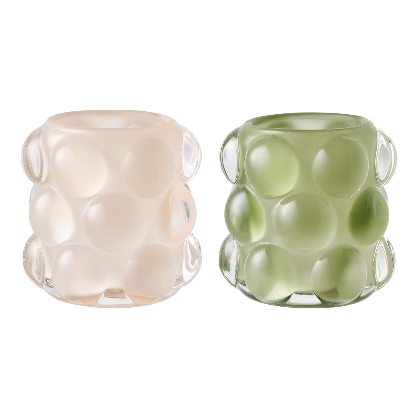 HOUSE NORDIC - Kaarsenhouder -set van 2 - Beige/groen
