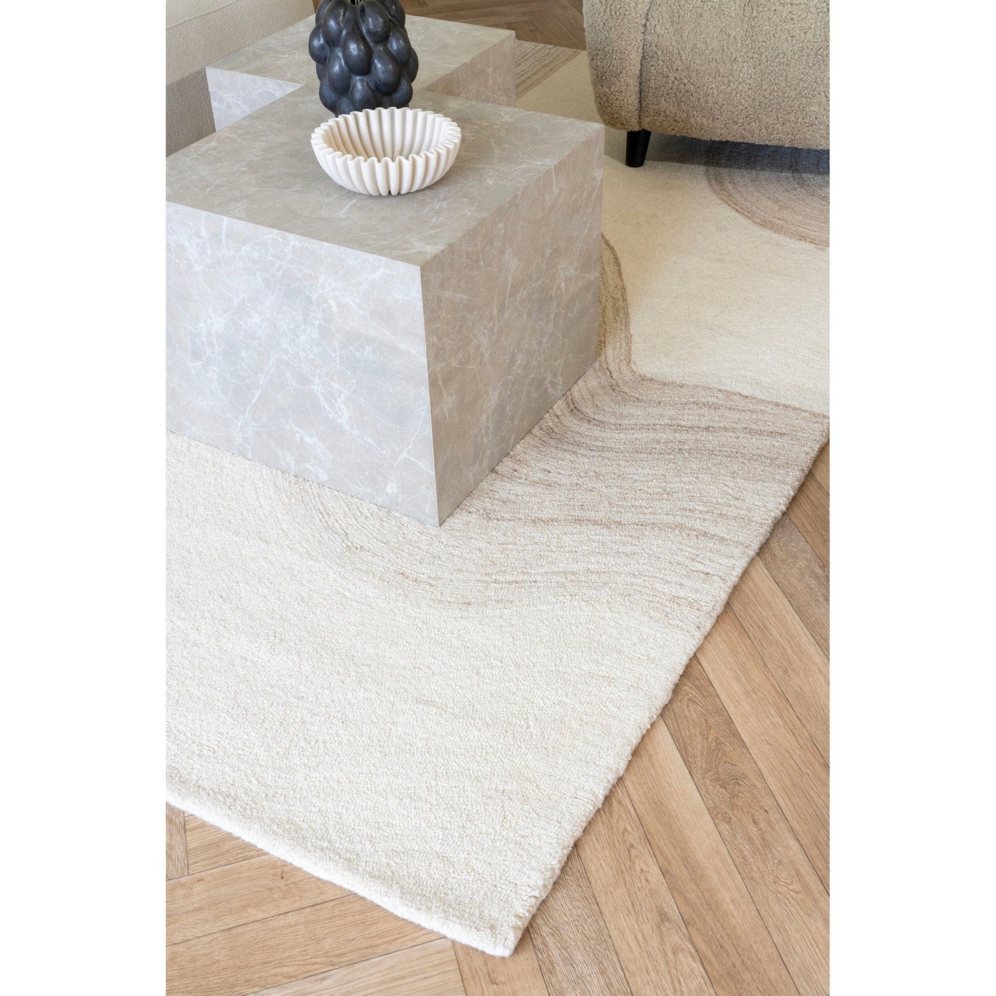 HOUSE NORDIC -Surat Vloerkleed – 100% Wol - Lichtbruin/Ivoor