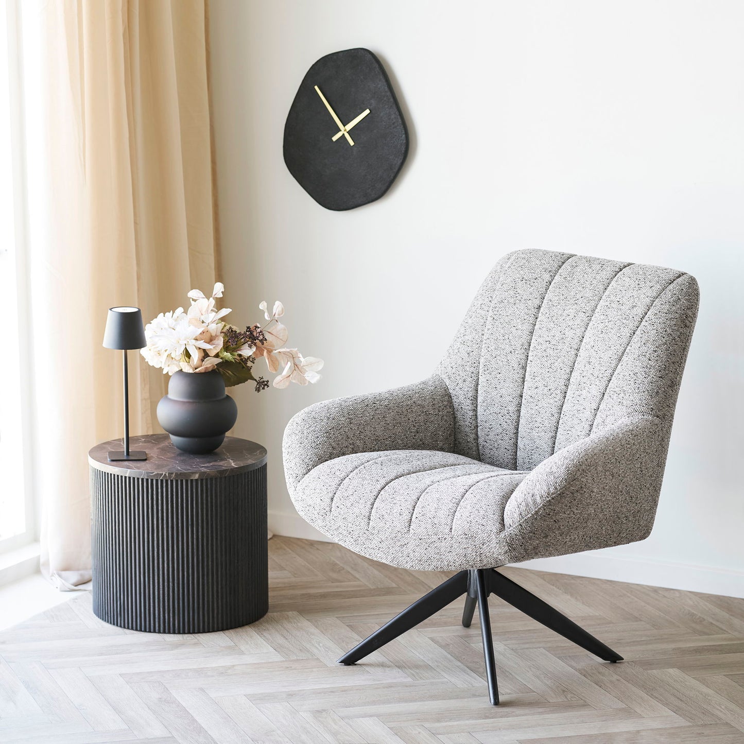 HOUSE NORDIC - Rota bijzettafel – Marmerlook – Donkerbruin