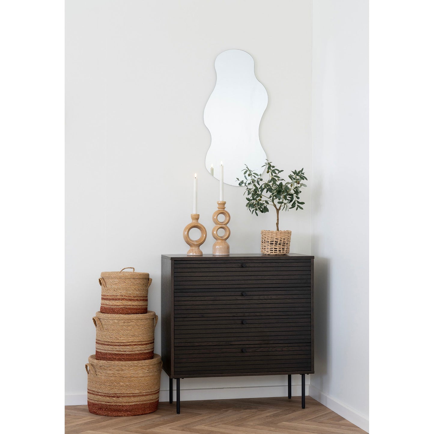 HOUSE NORDIC - Budoni zeegras manden - Naturel/Bruin (Set van 3)