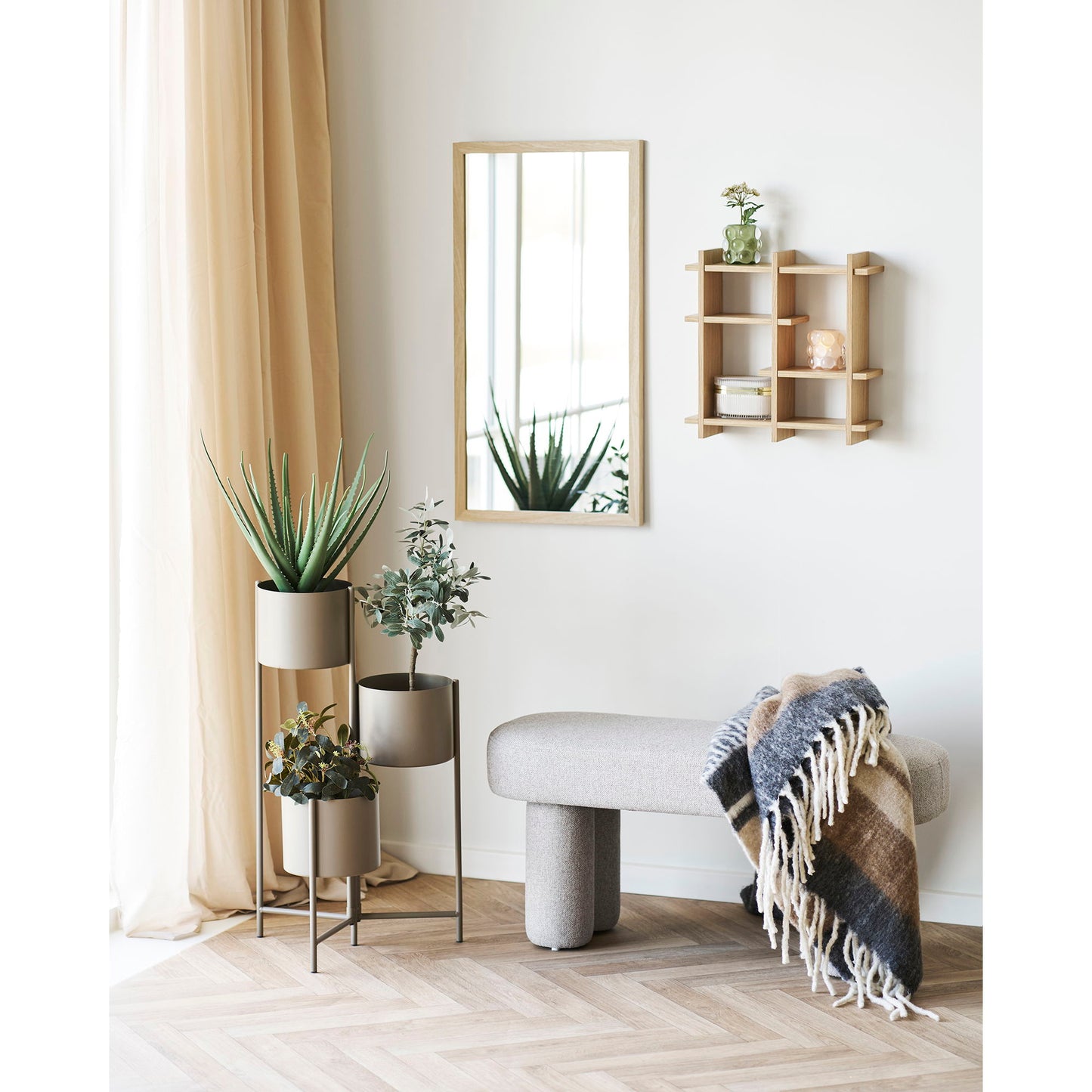 HOUSE NORDIC - Kaarsenhouder -set van 2 - Beige/groen