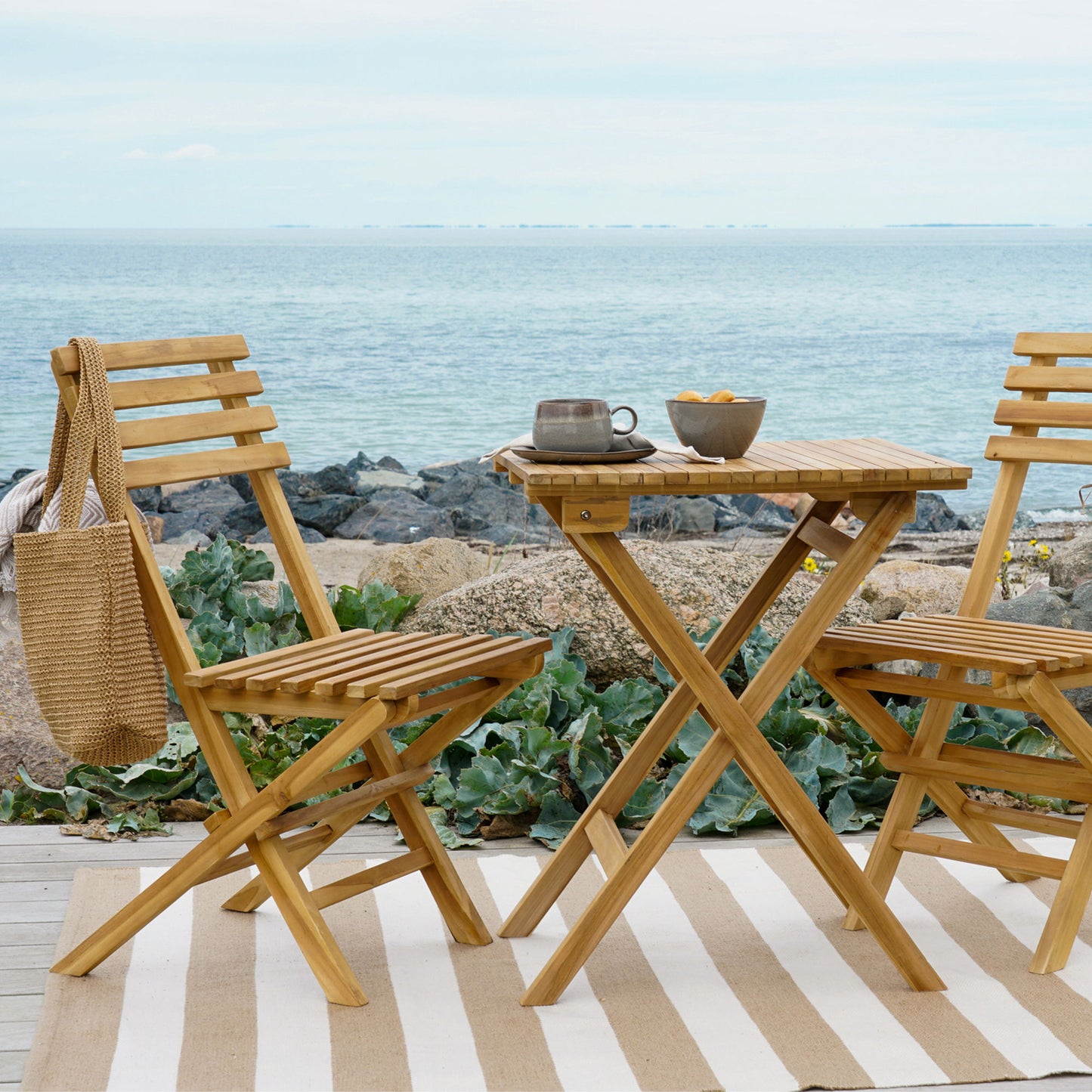 HOUSE NORDIC - Cuenca cafe set -tafel, 2stoelen -Naturel