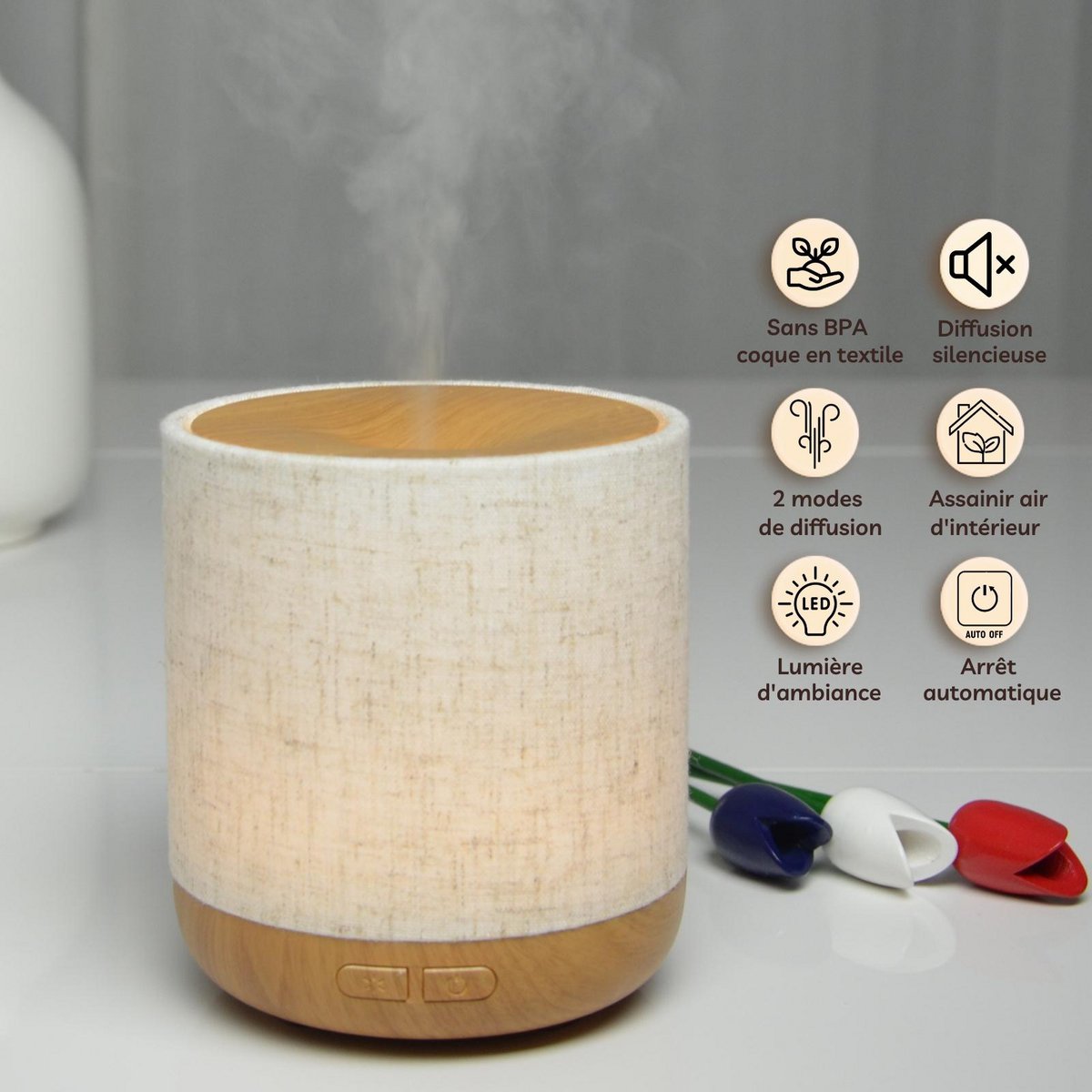 ZEN'AROME - aroma diffuser Alesia - linnen & hout