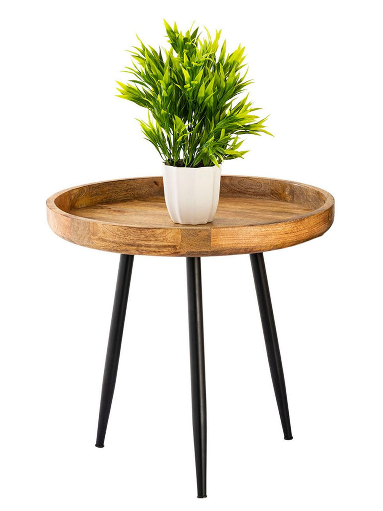 Beistelltisch Holz beef ø 40 o. 50cm Couchtisch Wohnzimmer Tisch Vancouver Metall-Füße black matt