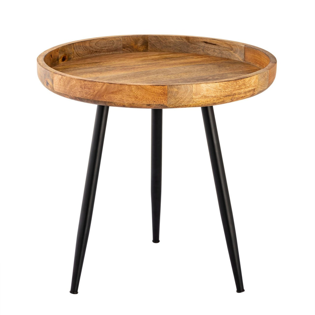 Beistelltisch Holz beef ø 40 o. 50cm Couchtisch Wohnzimmer Tisch Vancouver Metall-Füße black matt