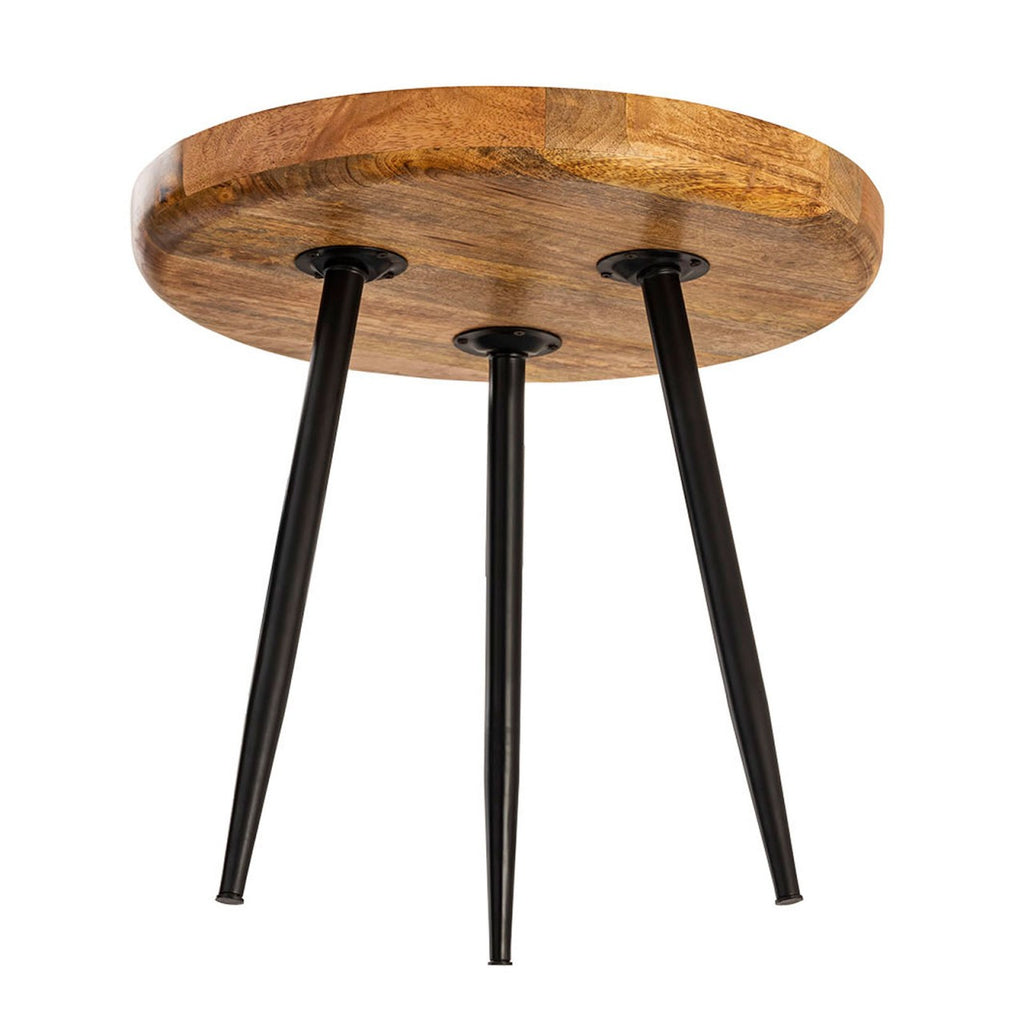 Beistelltisch Holz beef ø 40 o. 50cm Couchtisch Wohnzimmer Tisch Vancouver Metall-Füße black matt