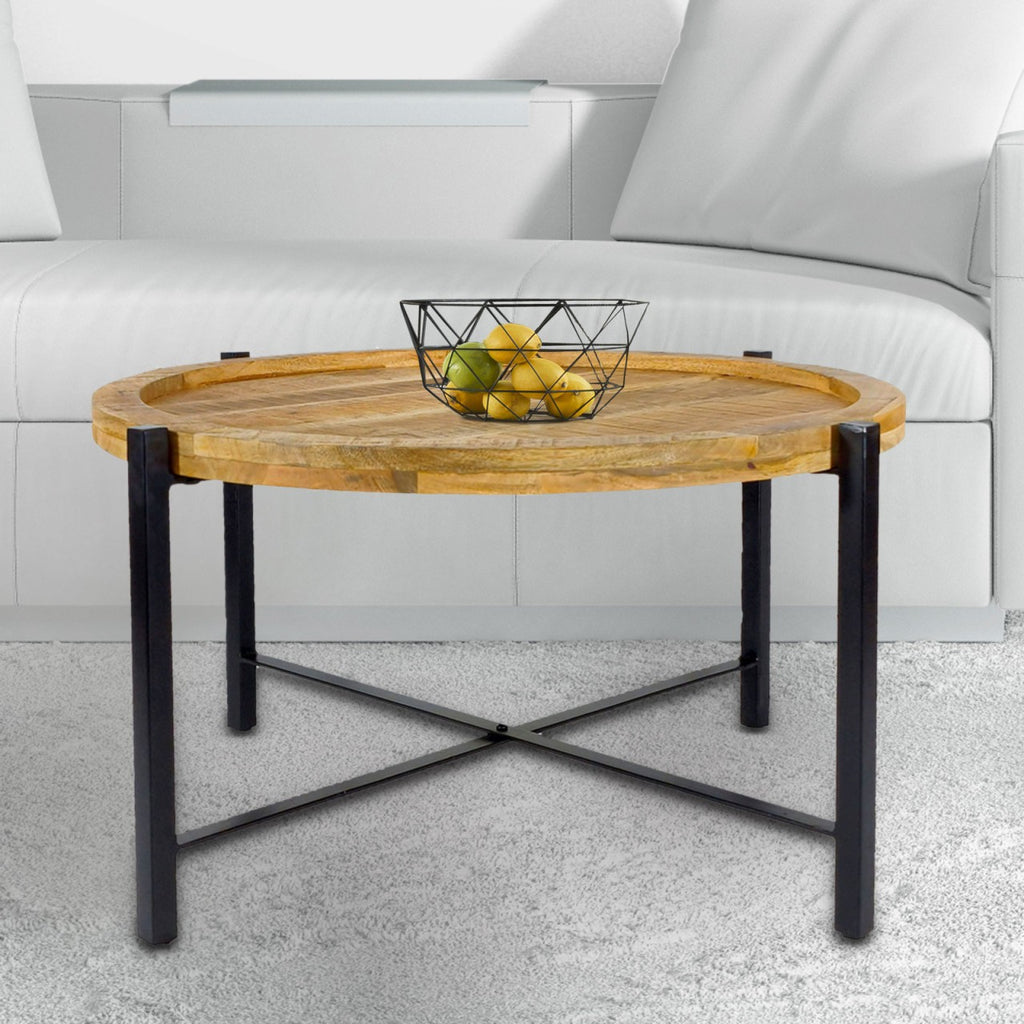 Couchtisch ø75cm Beistelltisch Wohnzimmer Tisch bovine Sioux Metall Gestell