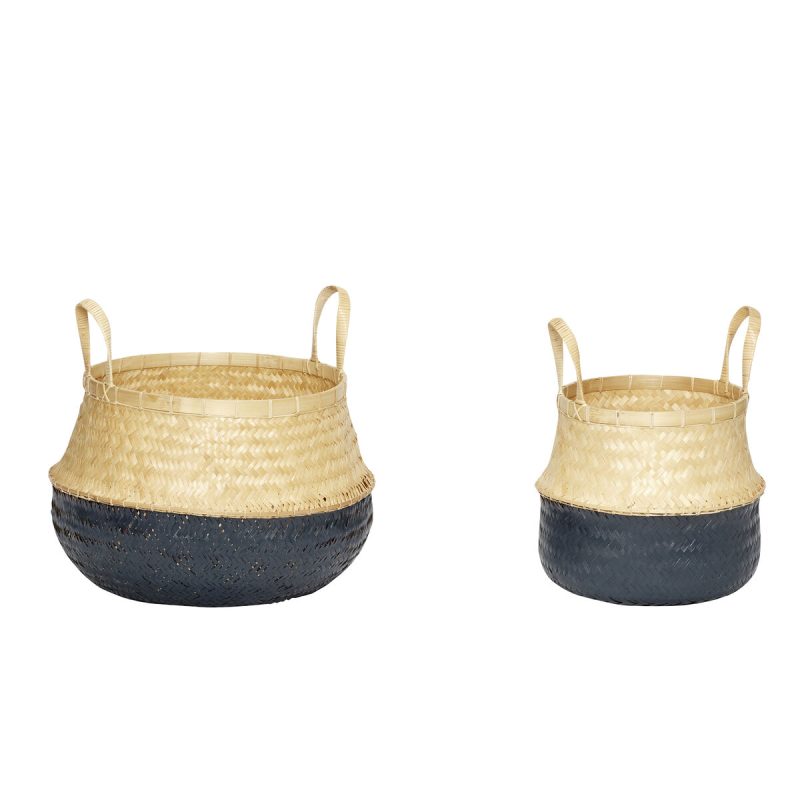 HUBSCH - Daze manden set Zwart/Naturel (set van 2)