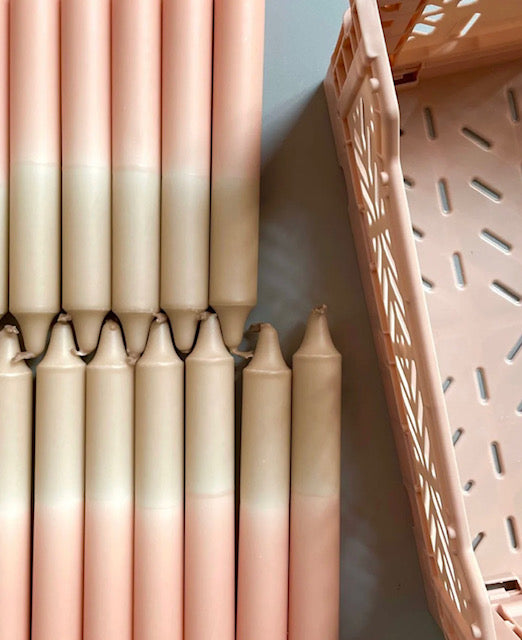 Dip Dye kaarsen set - TAUPE/BLUSH
