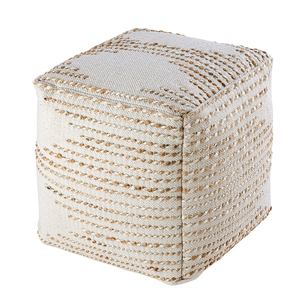 Jute zitkussen/poef - Wit / naturel