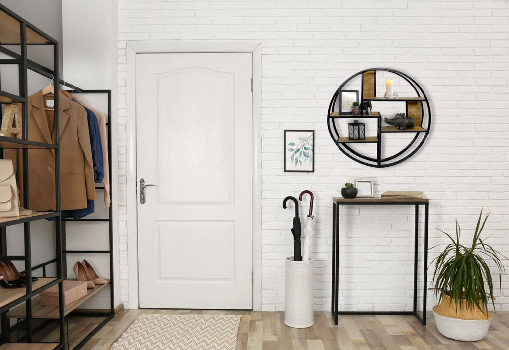 Wall rack round - wood/black