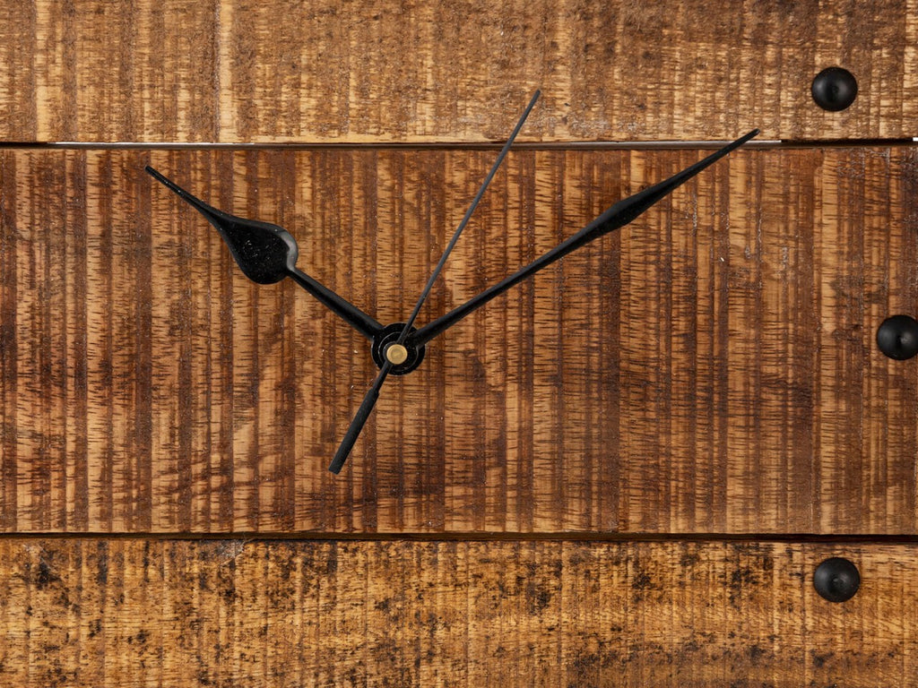 Wanduhr Holzuhr 30x30cm Wanduhr Holz Wohnzimmer lautlos quadratisch aus Mangoholz solid