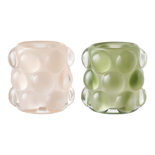 HOUSE NORDIC - Kaarsenhouder -set van 2 - Beige/groen