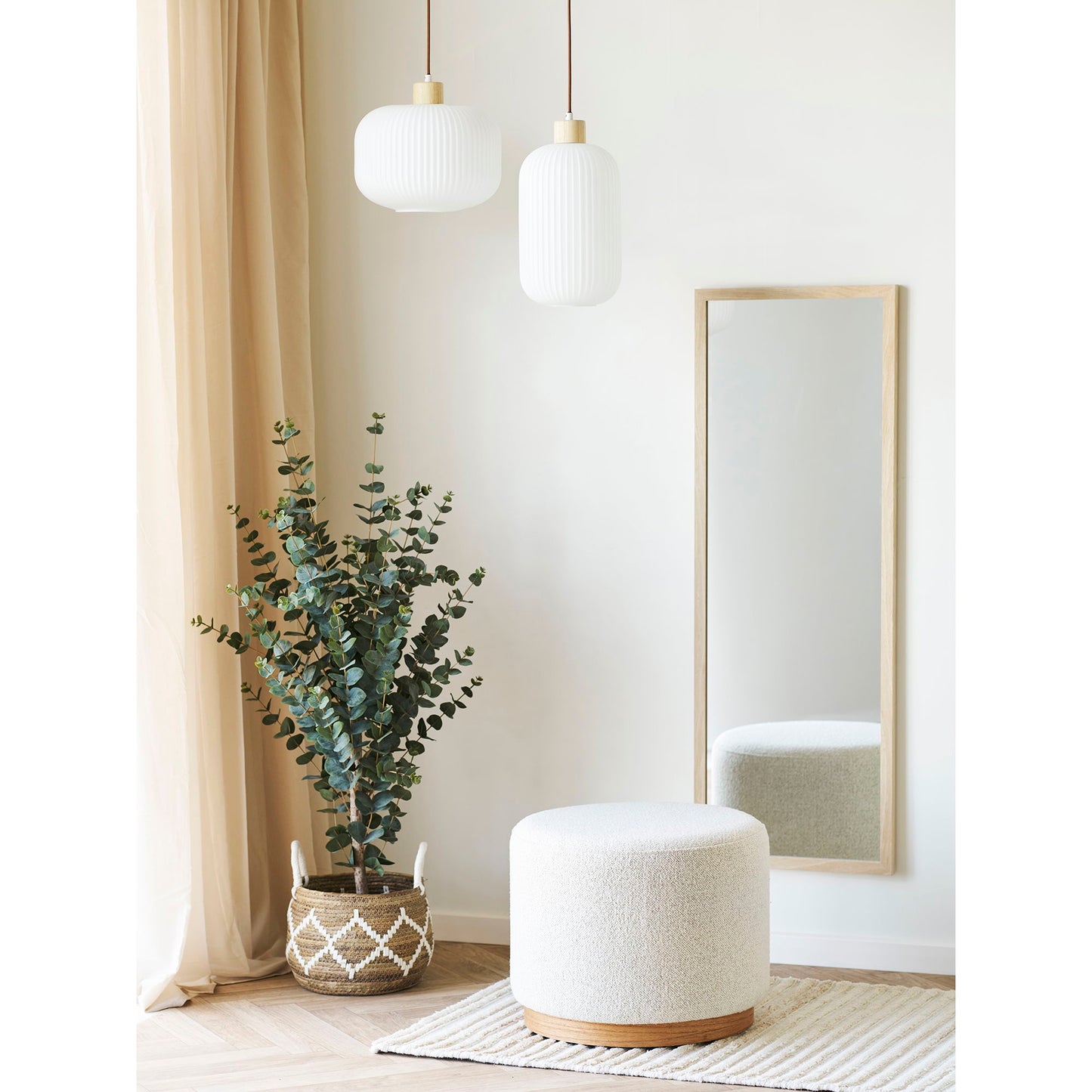 HOUSE NORDIC - Daisy poef – Zandkleur – Ø50x41 cm