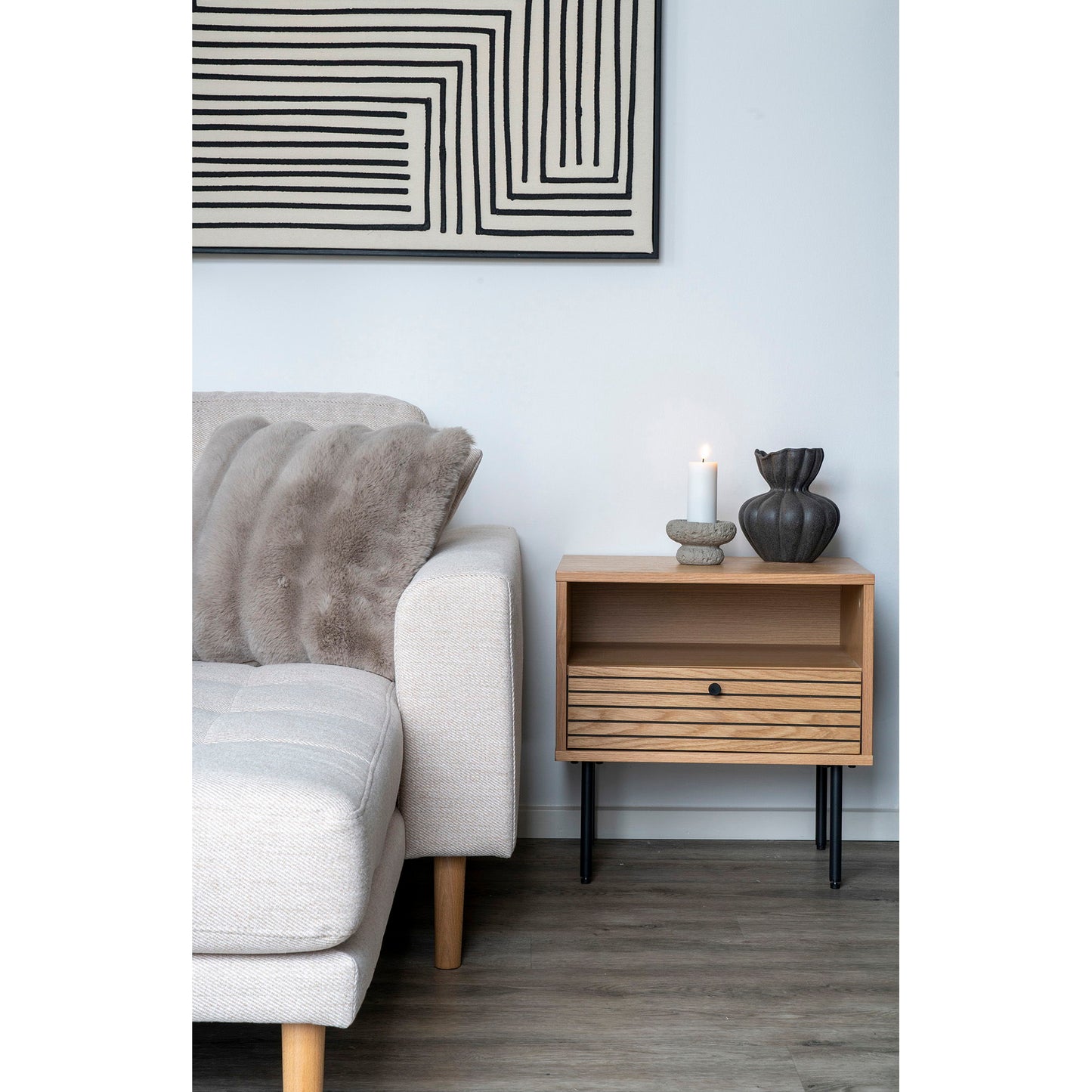 HOUSE NORDIC - Kyoto Bijzettafel – Naturel eikenfineer met lade