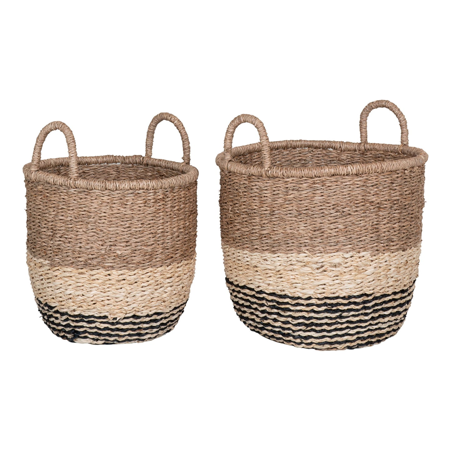 House Nordic -Lima seagrass basket set - natural/brown/black