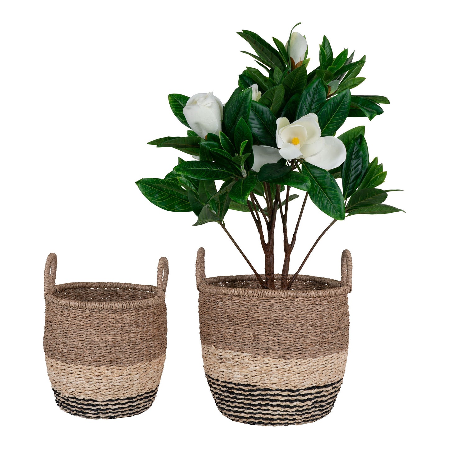 House Nordic -Lima seagrass basket set - natural/brown/black