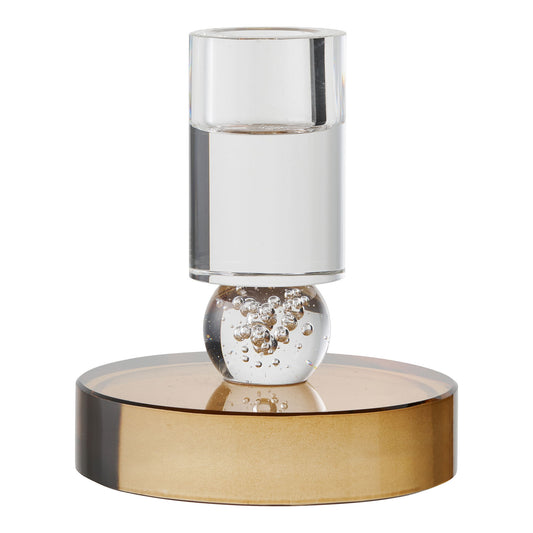 HOUSE NORDIC - Kaarsenhouder glas - wit/bruin