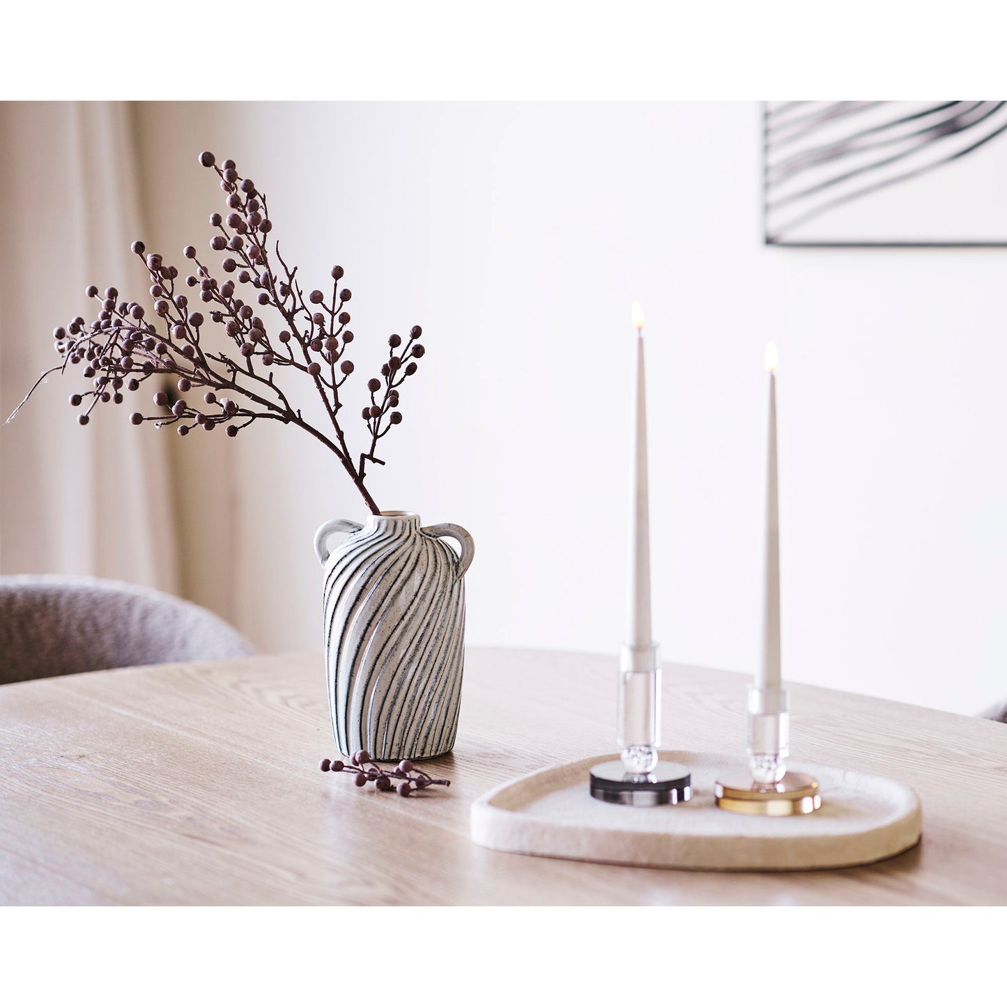 HOUSE NORDIC - Kaarsenhouder glas - wit/bruin