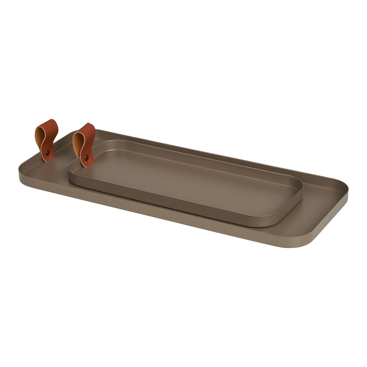 HOUSE NORDIC -Metalen tray - set van 2 - bruin