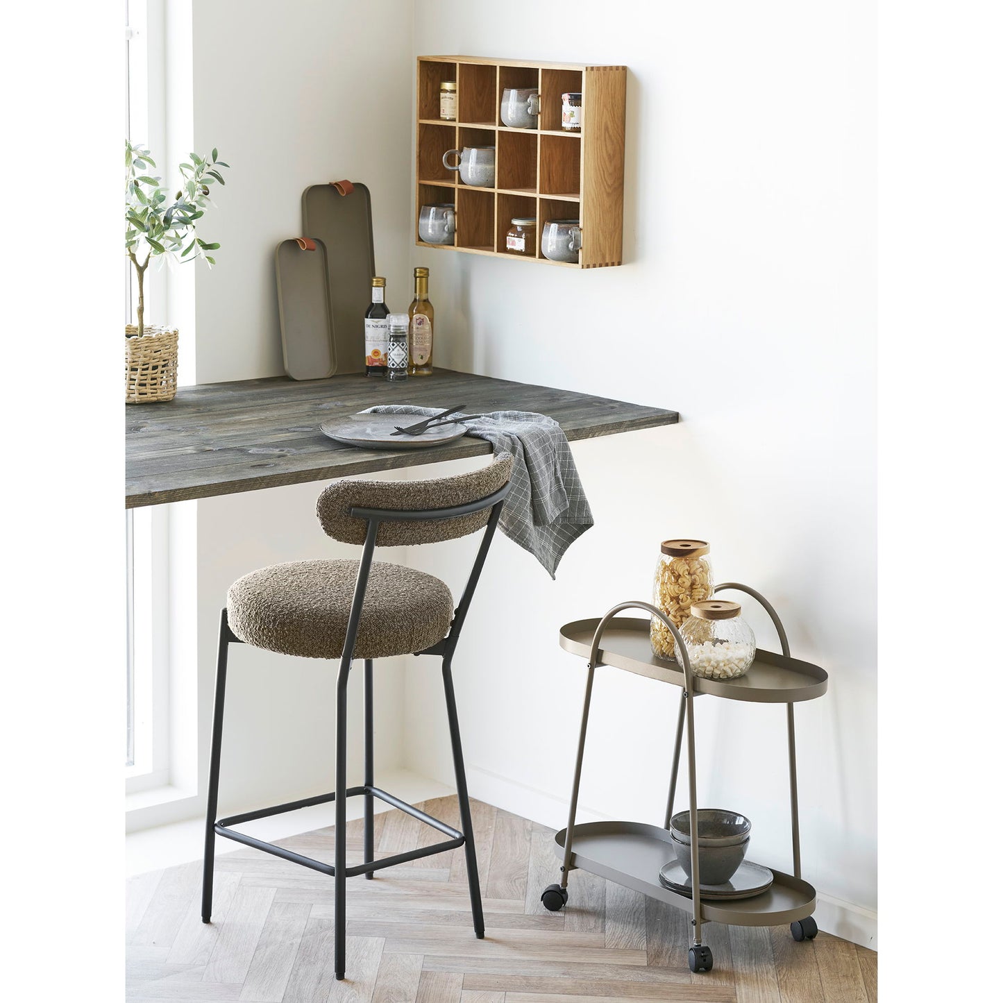 HOUSE NORDIC -Metalen tray - set van 2 - bruin