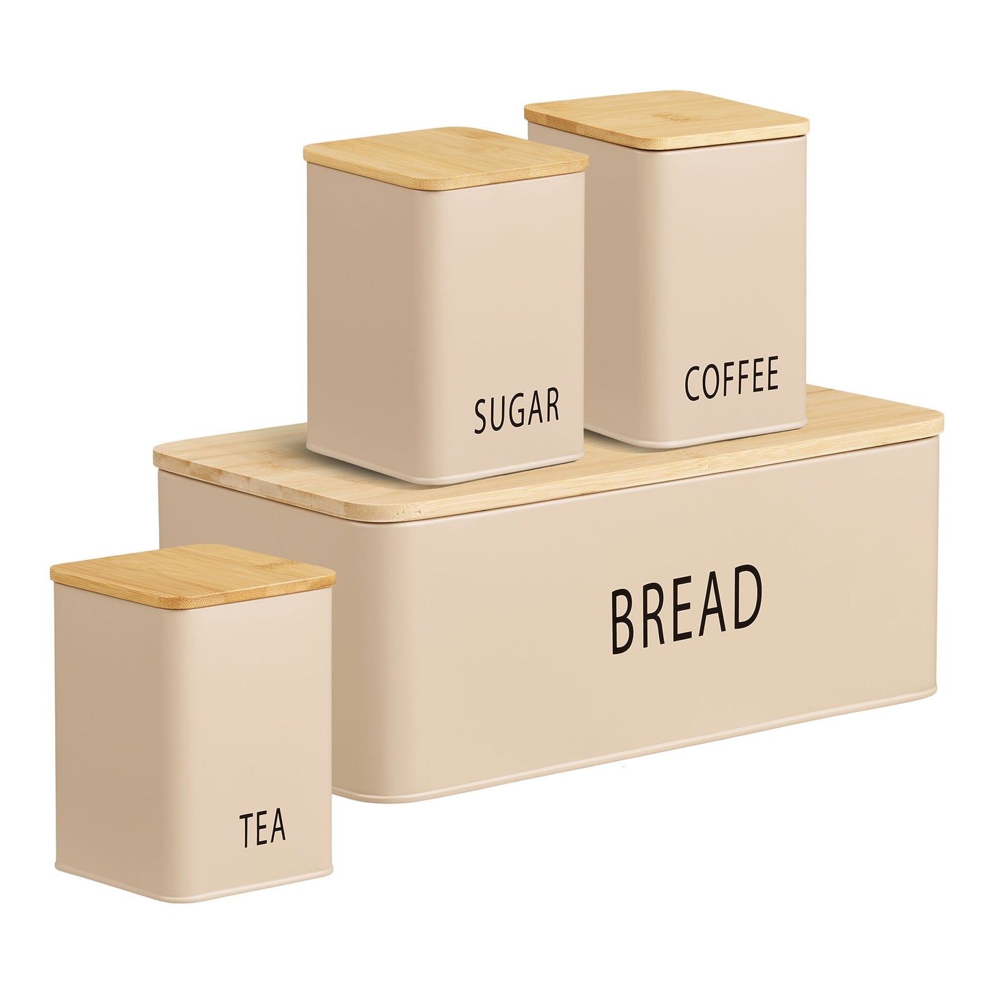 HOUSE NORDIC - Broodtrommel, voorraadblikken  - Beige (set van 4)