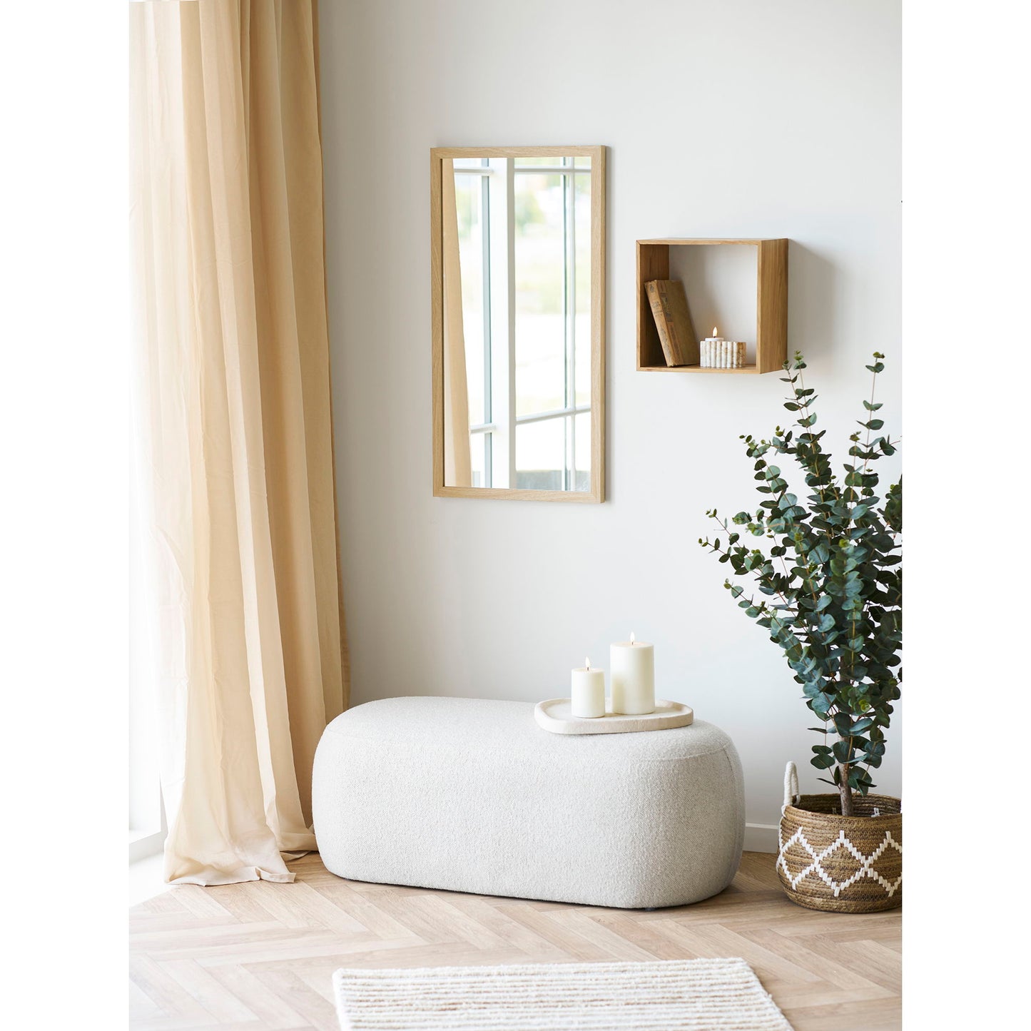 HOUSE NORDIC - Blossomville bankje – Zand – 100x50x38 cm