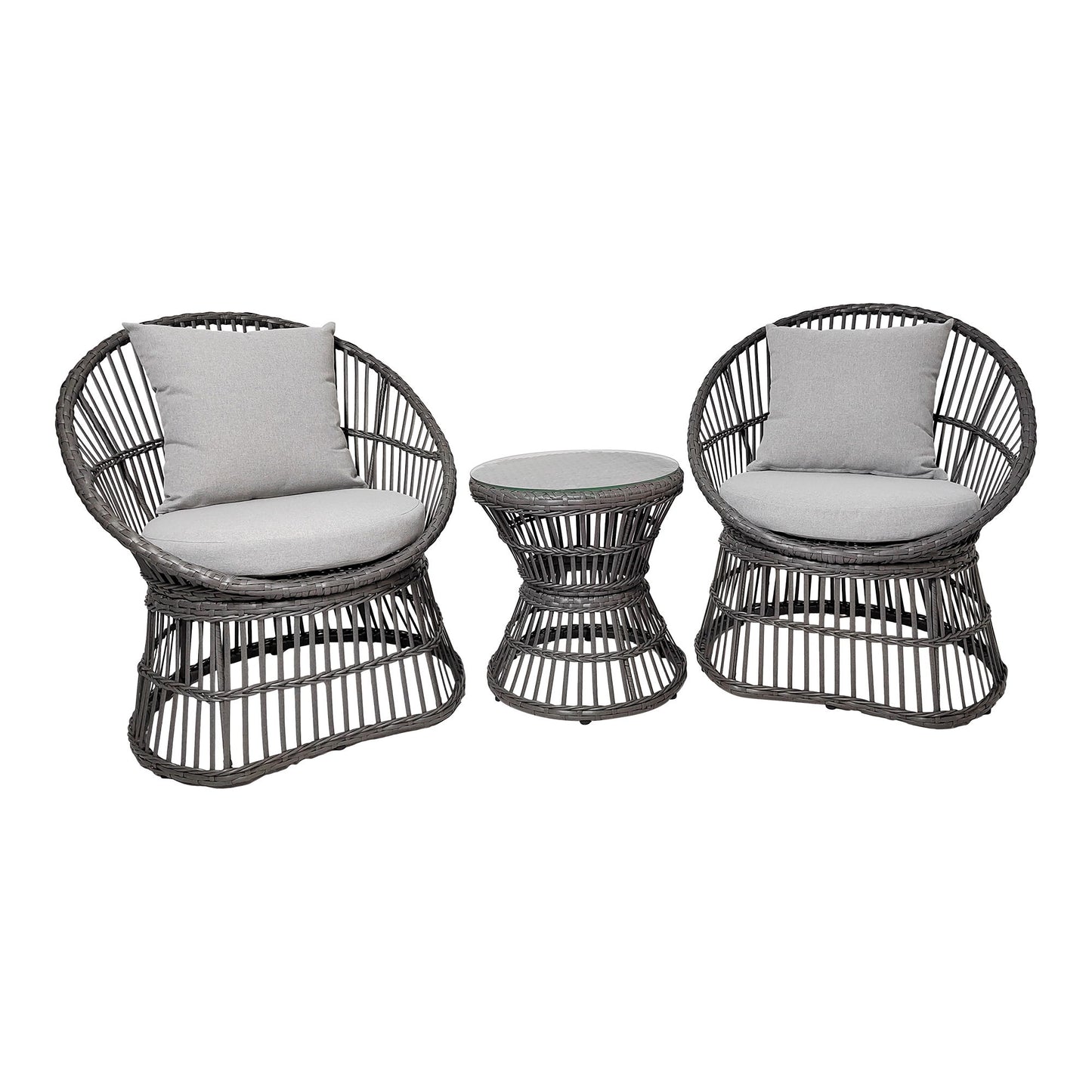 HOUSE NORDIC - Loungeset – Rattan / Staal / Polyester, Grijs | Inclusief Kussens