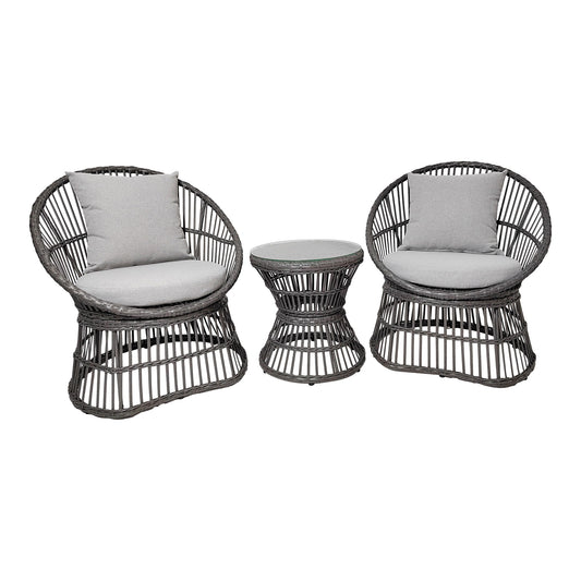 HOUSE NORDIC - Loungeset – Rattan / Staal / Polyester, Grijs | Inclusief Kussens