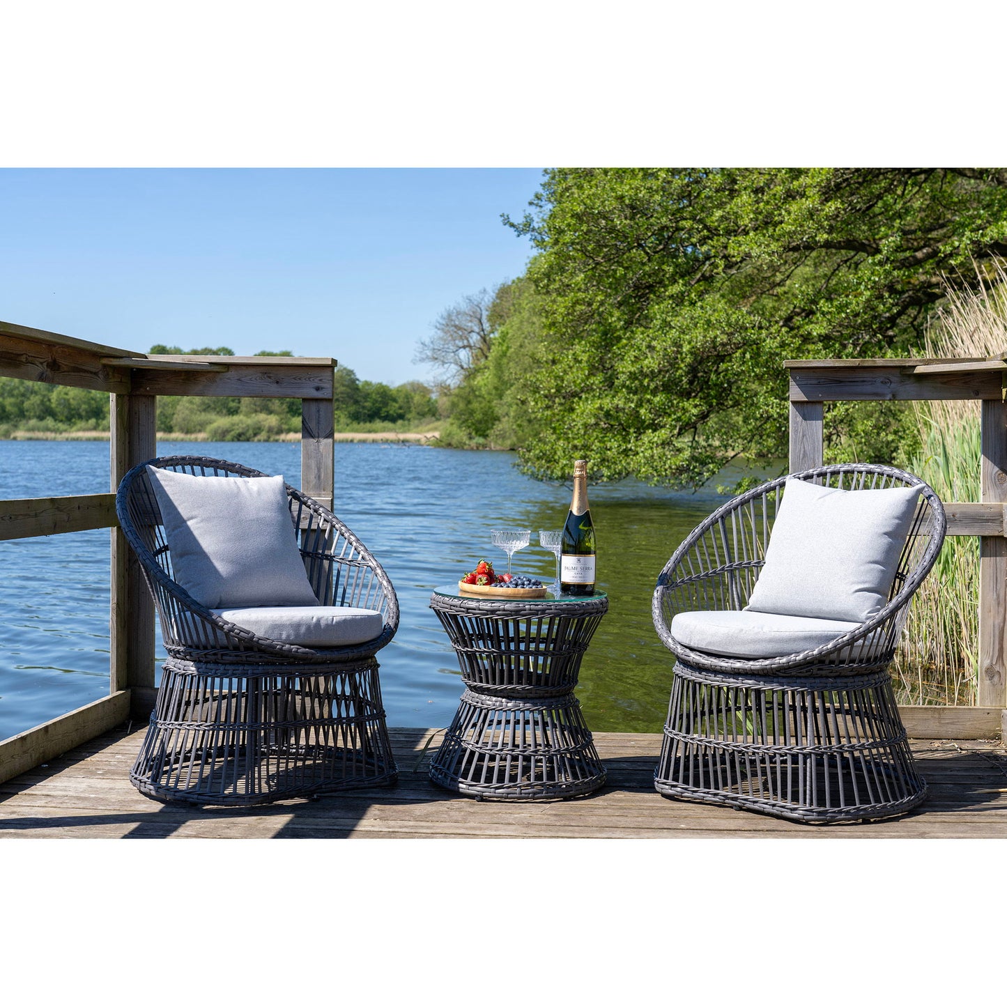 HOUSE NORDIC - Loungeset – Rattan / Staal / Polyester, Grijs | Inclusief Kussens