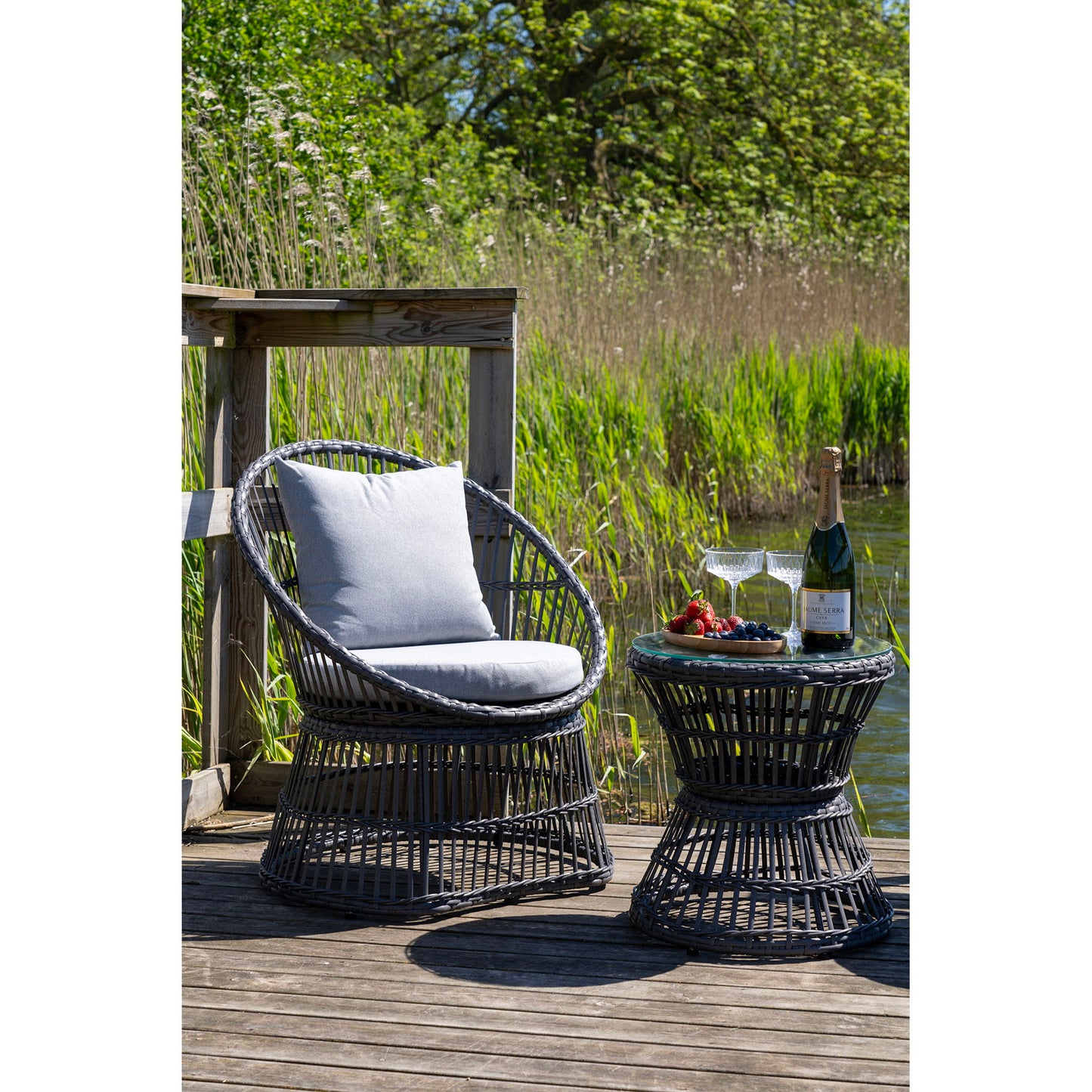 HOUSE NORDIC - Loungeset – Rattan / Staal / Polyester, Grijs | Inclusief Kussens