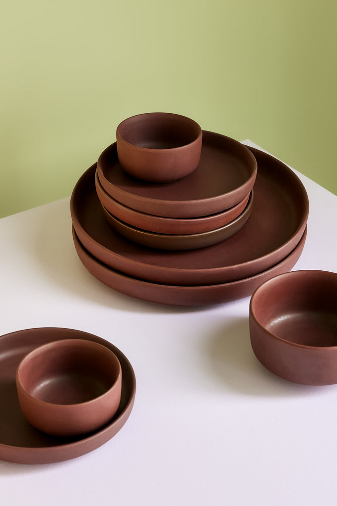 HUBSCH - Keramische schalen - bruin (set van 2)