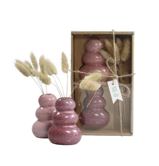 GIFT ATELIER - Giftset vaasjes & droogbloemen - roze