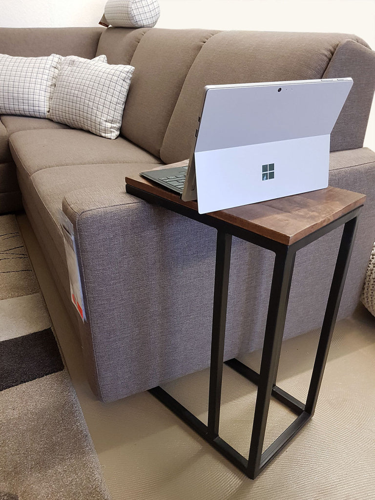Bijzettafel / laptoptafel - massief hout/zwart