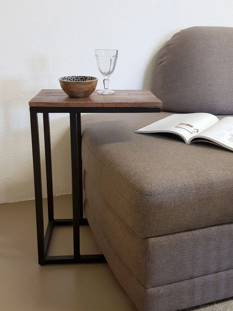 Bijzettafel / laptoptafel - massief hout/zwart