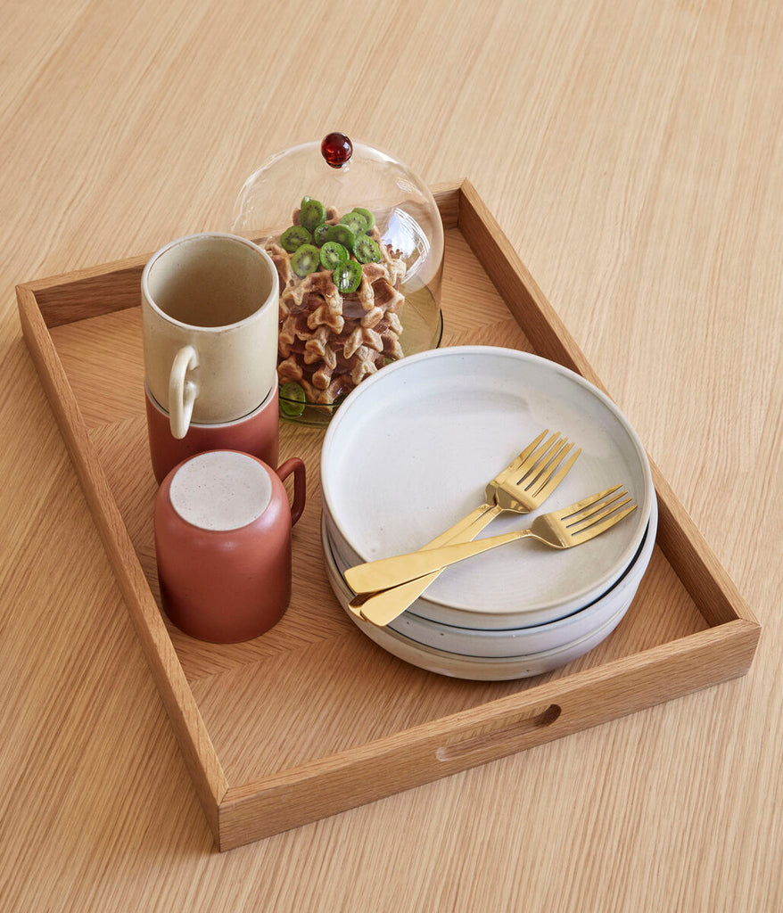 HUBSCH - Clay Plates  - wit (set van 2)