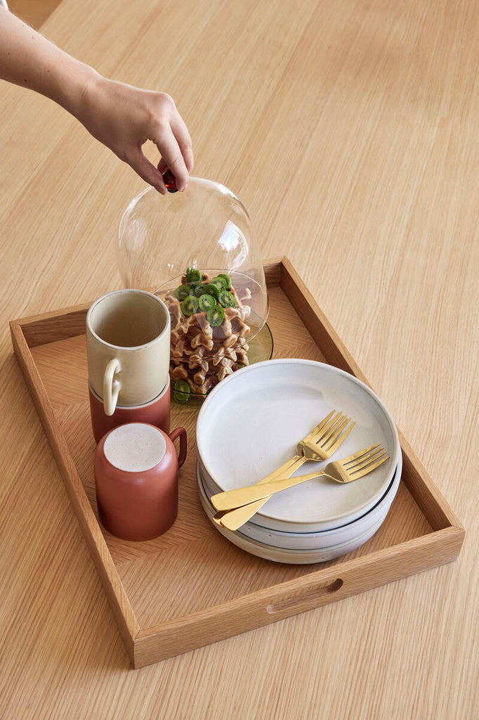 HUBSCH - Clay Plates  - wit (set van 2)