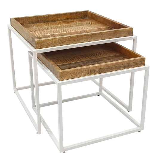 Couchtisch 2er Set quadratic Satztisch Seattle Metall Gestell