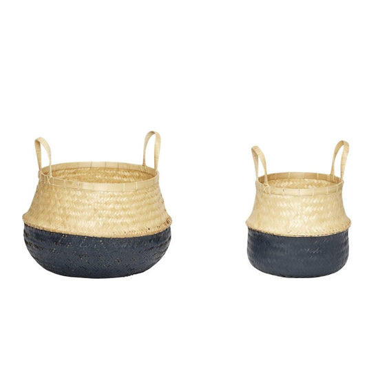 HUBSCH - Daze manden set Zwart/Naturel (set van 2)