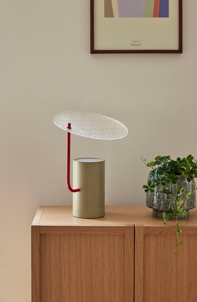 HUBSCH - Disc tafellamp Kaki/Rood
