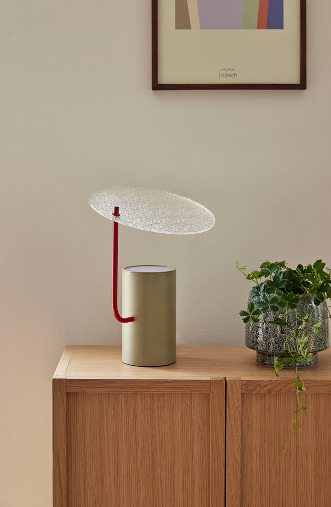 HUBSCH - Disc tafellamp Kaki/Rood