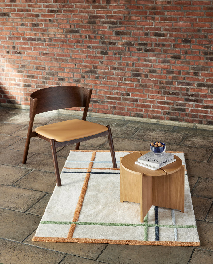 HUBSCH - Fluffy rug/tapijt - Beige/Multicolor