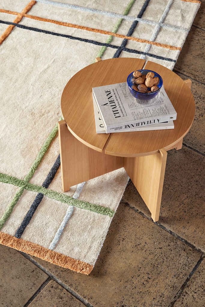HUBSCH - Fluffy rug/tapijt - Beige/Multicolor