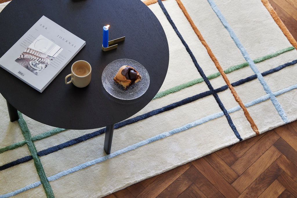 HUBSCH - Fluffy rug/tapijt - Beige/Multicolor