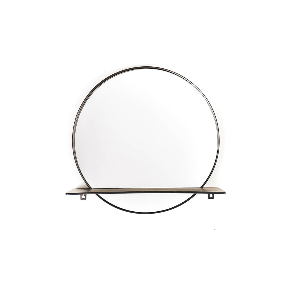 HOUSEVITAMIN - Ronde spiegel met plank - zwart - Ø40cm