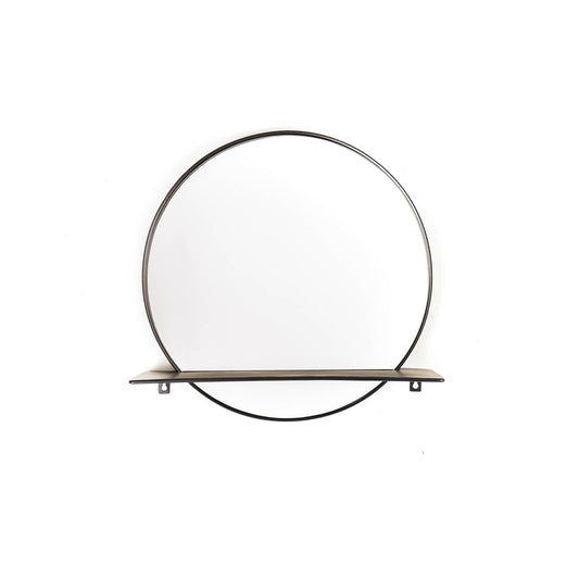 HOUSEVITAMIN - Ronde spiegel met plank - zwart - Ø40cm