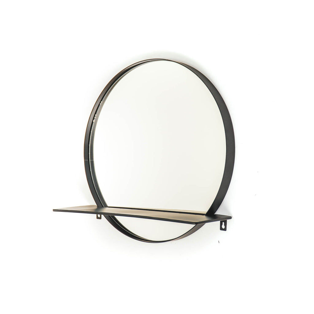 HOUSEVITAMIN - Ronde spiegel met plank - zwart - Ø40cm