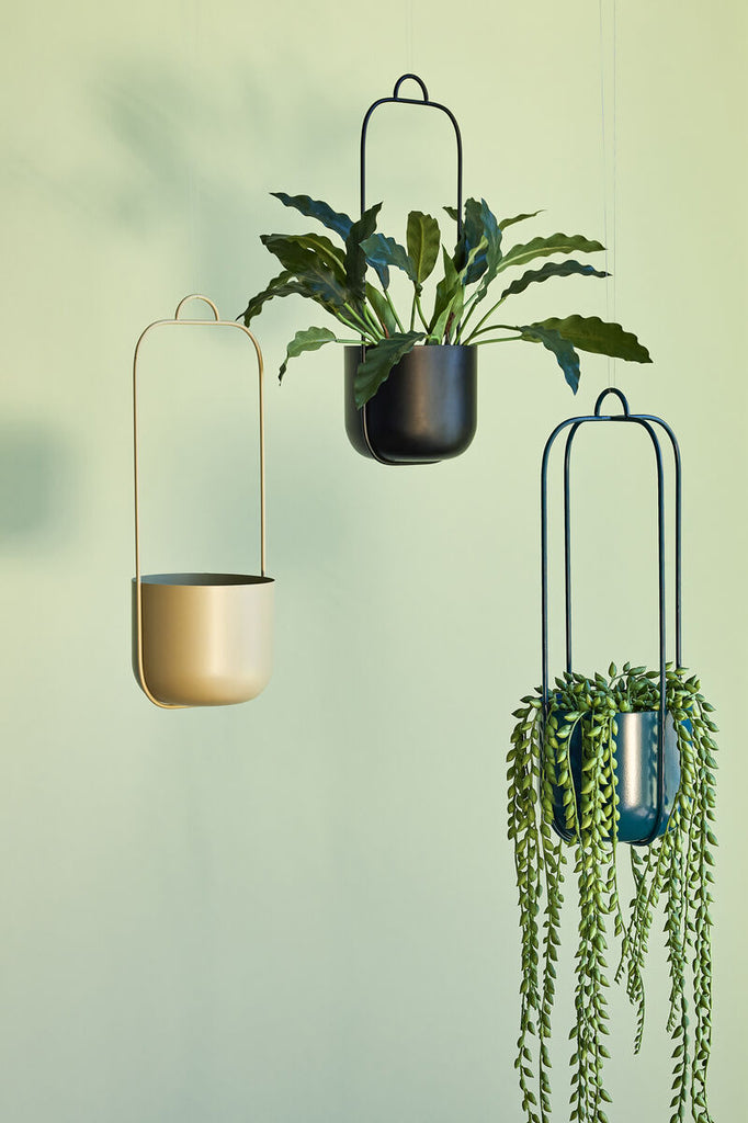 HUBSCH - Lotus hangende bloempotten - zwart (set van 2)