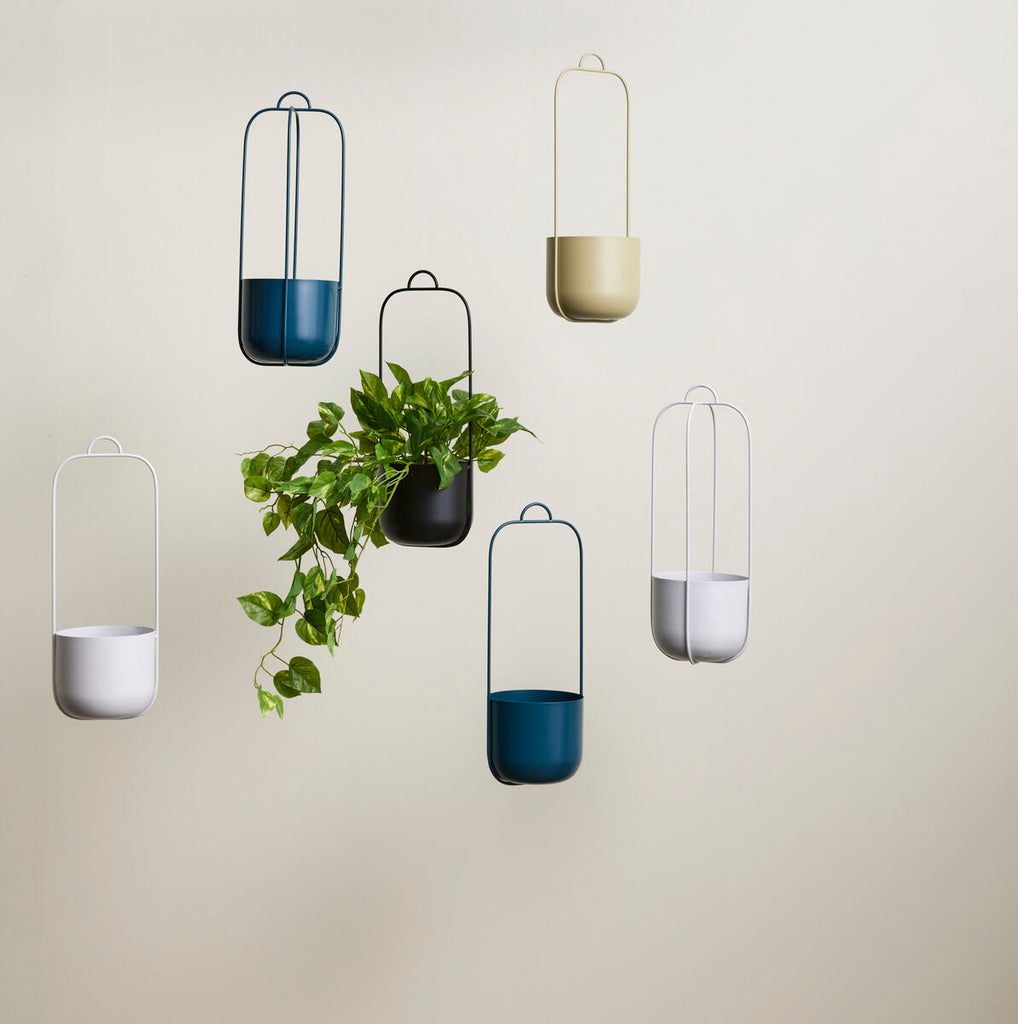 HUBSCH - Lotus hangende bloempotten - Lichtgrijs (set van 2)