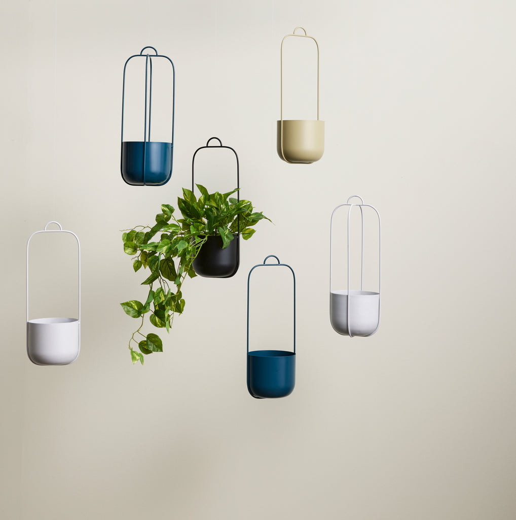 HUBSCH - Lotus hangende bloempotten - Lichtgrijs (set van 2)